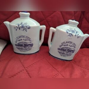 Vintage Blue Atlantic City Ceramic Salt & Pepper Shakers